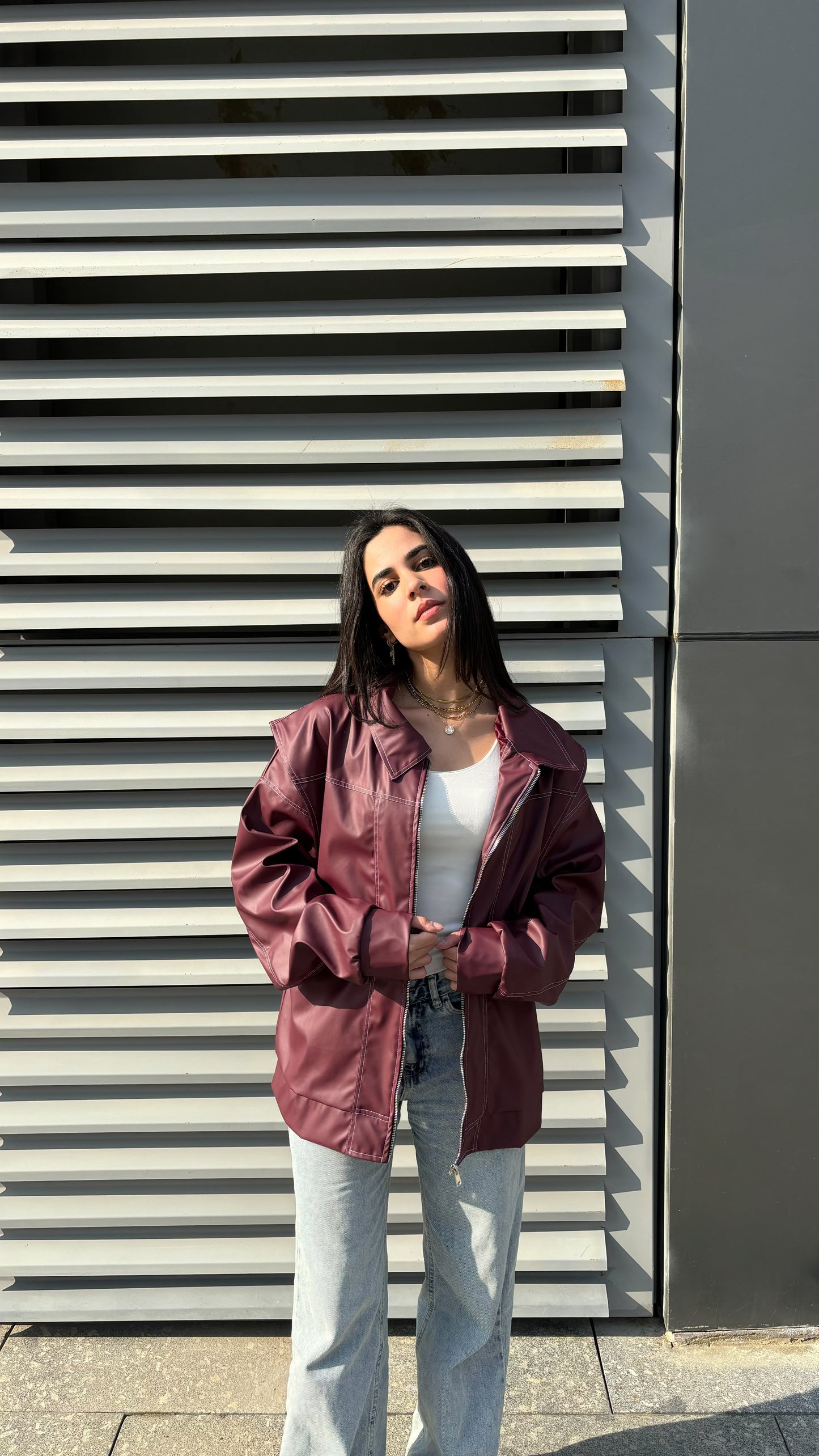 The Burgundy Leather Jacket