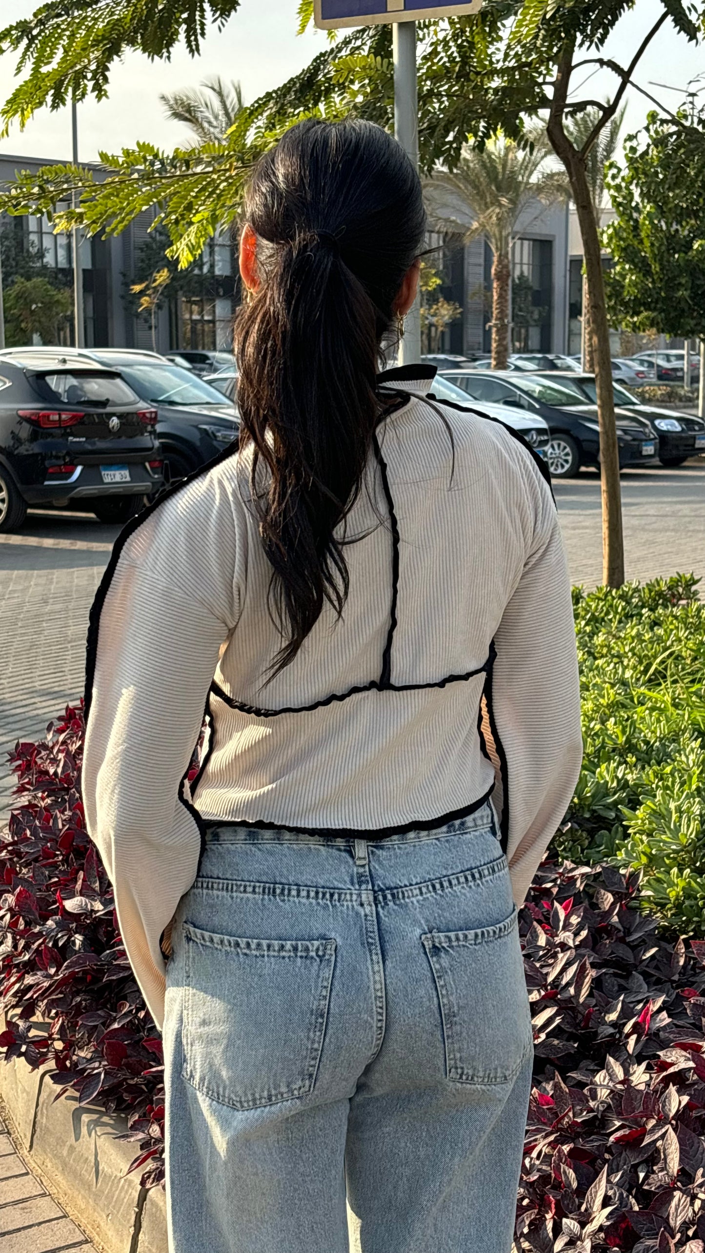 The Contrast Stitch High Neck Top