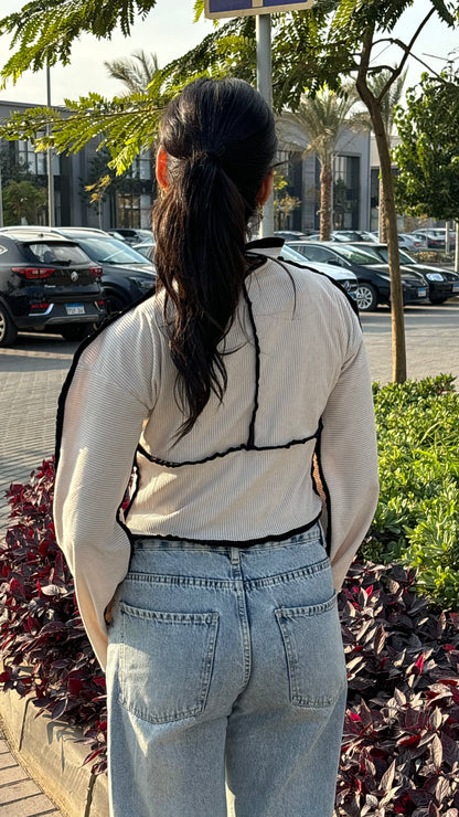 The Contrast Stitch High Neck Top