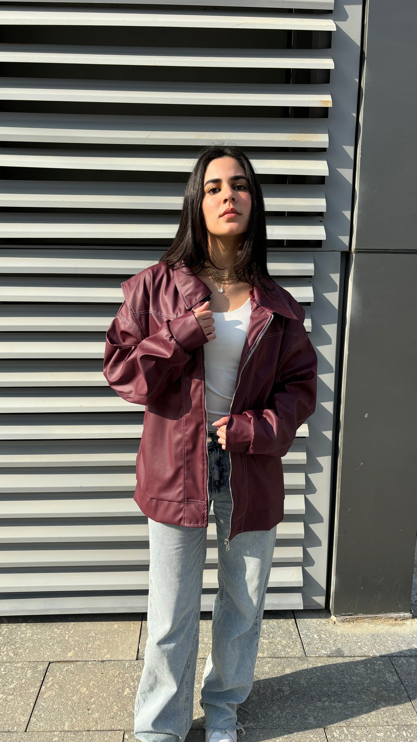 The Burgundy Leather Jacket