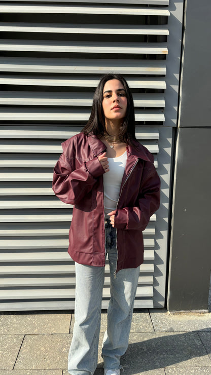 The Burgundy Leather Jacket