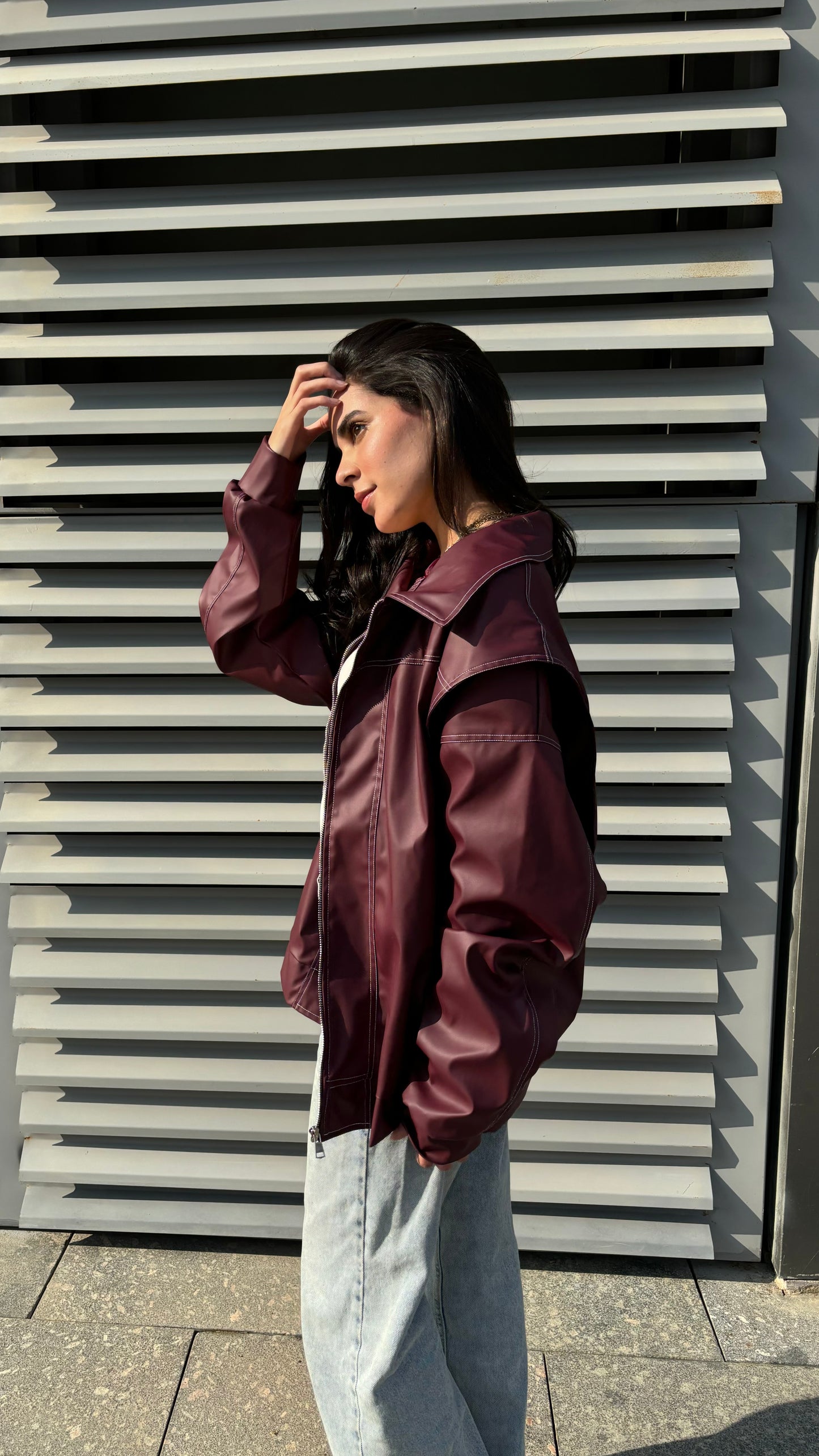 The Burgundy Leather Jacket