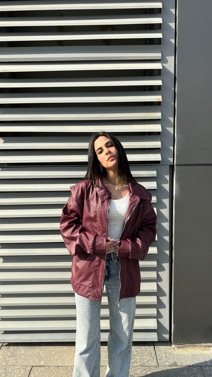 The Burgundy Leather Jacket