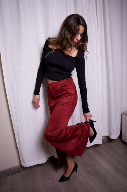 The Formline Burgundy Chamois Skirt